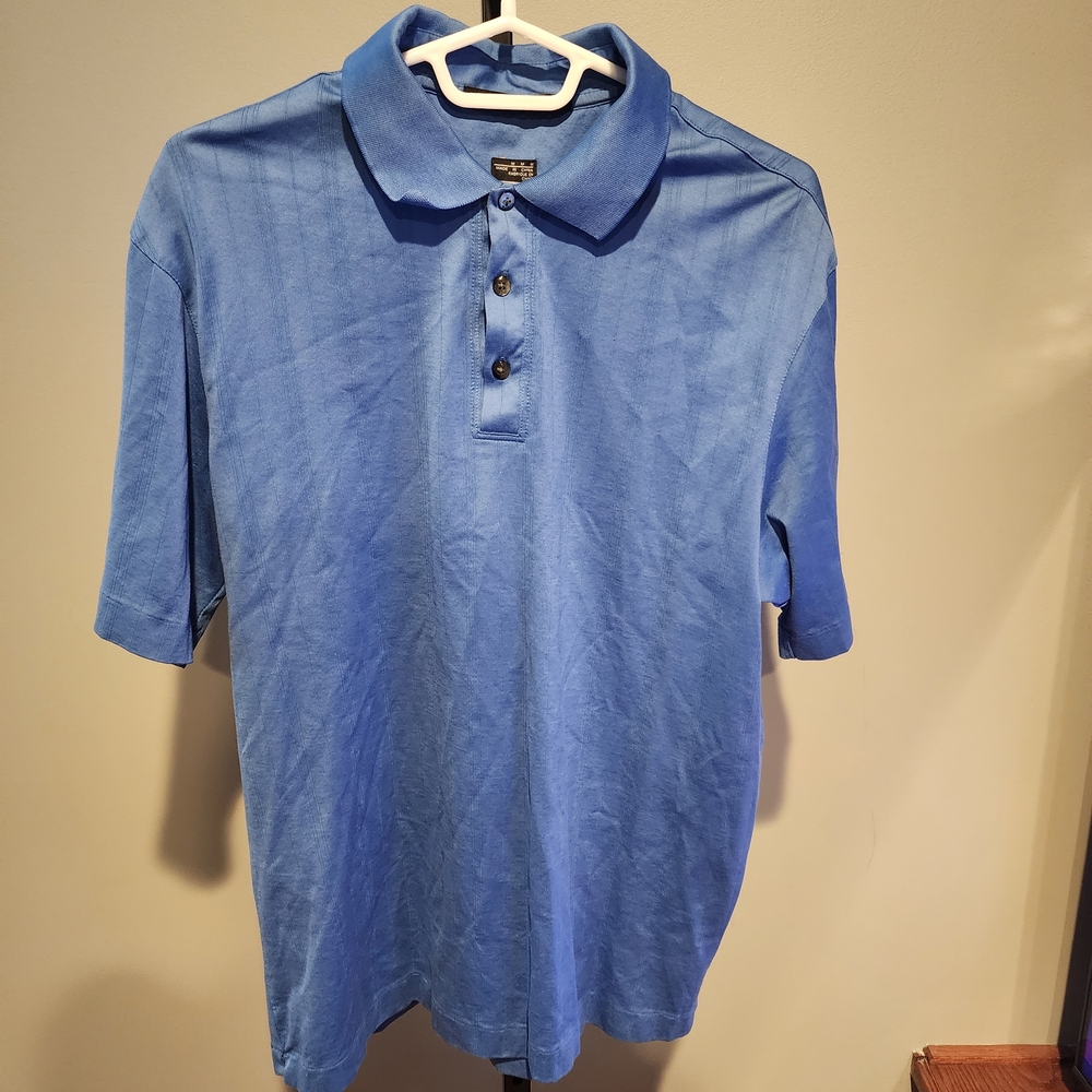 Nike Tiger Woods Collection Mens Blue Fit Dry Golf Polo Shirt Medium Stripe TW